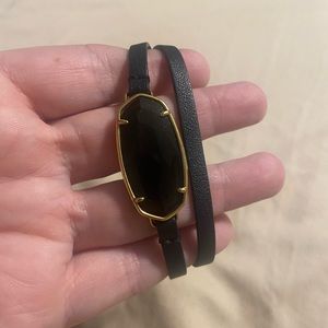 Kendra Scott Elle Black Leather Bracelet